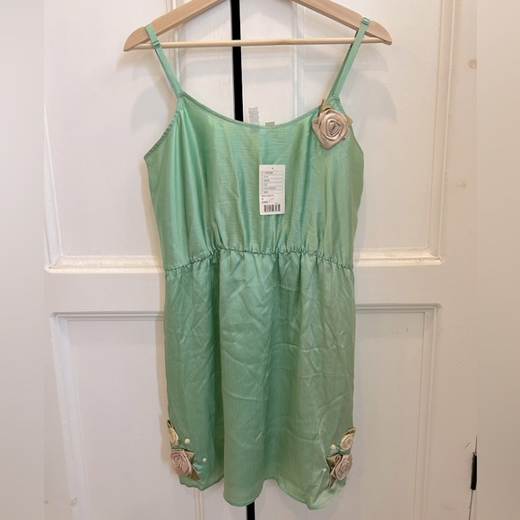 Anthropologie Eloise vintage inspired slip new with tags medium rosette green - Picture 2 of 10